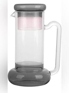 Elle Decor Clear Glass Pitcher with Gray Base and Lid